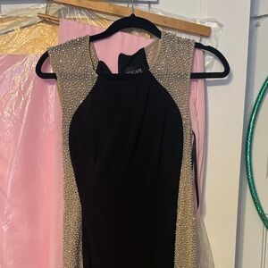 Elegant Black and Silver Embellished Dress XSCAPE